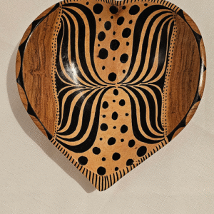 African Handmade Wooden Bowl, Hand-carved and polished with intricate designs.