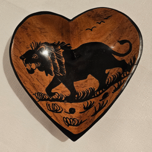 African Handmade Wooden Bowl | Lion Design Carved