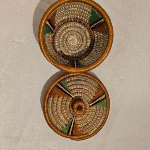 Colorful African Lidded Basket for storage and decor