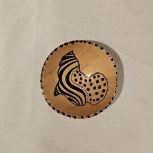 African handmade wooden bowl with hand-painted design, perfect for serving or home decor.