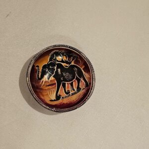 Hand-painted African wooden bowl with elephants at sunset design.
