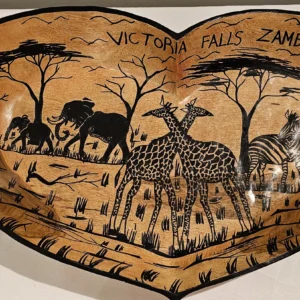 Hand-painted African Handmade Wooden Bowl with exquisite detail, perfect for decor or serving.